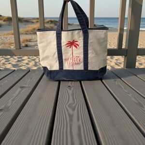 Tommy Hilfiger Blue and White Canvas Tote